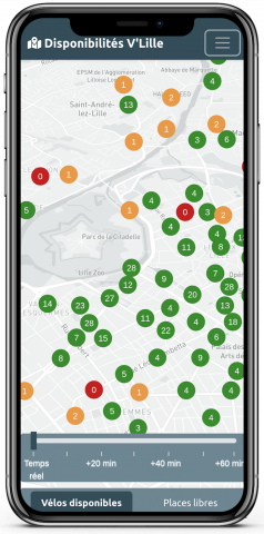 Capture écran Optimo - disponibilité V'Lille 